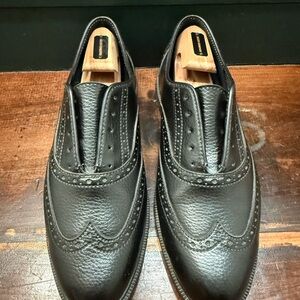 Vintage 🇺🇸 Made in USA Black Leather Wingtip Brogue Shoes for Men 9.5 EEE